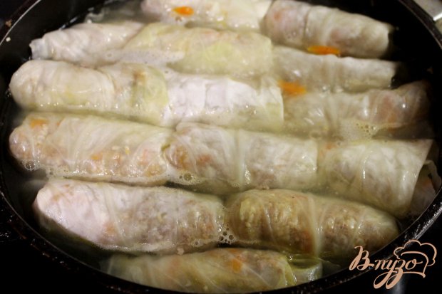Голубцы с мясным фаршем и пассированными овощами Голубцы с мясным фаршем и пассированными овощами