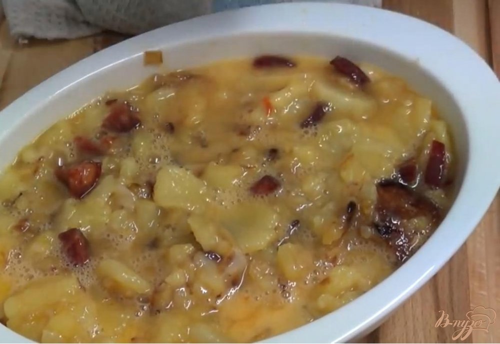 Омлет с картошкой и колбасой Омлет с картошкой и колбасой