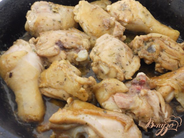 Курица, тушеная на сковороде с грибами Курица, тушеная на сковороде с грибами