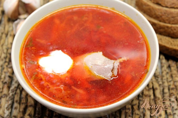 фото рецепта: Борщ с мясом индюшки и пассированной свеклой