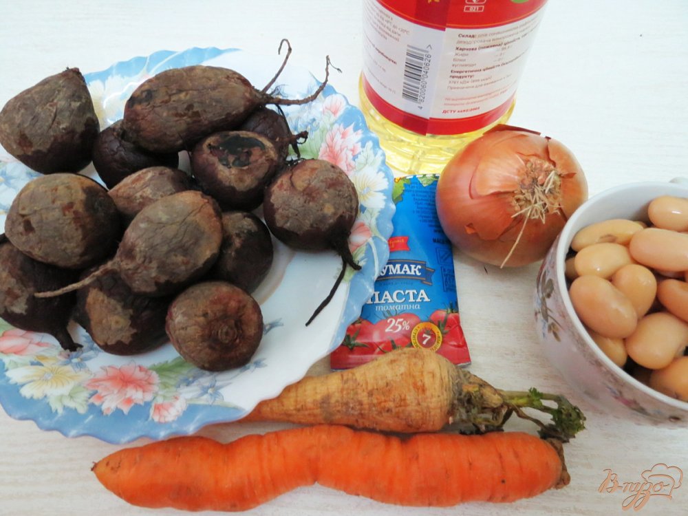 Борщ на мясном бульоне с фасолью, без картофеля Борщ на мясном бульоне с фасолью, без картофеля