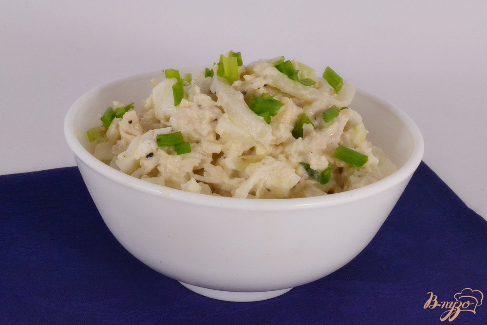 Фото приготовление рецепта: Салат из кальмаров и курицы шаг №5
