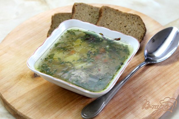 фото рецепта: Суп на курином бульоне с макаронами и свиными фрикадельками