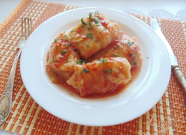 фото рецепта: Голубцы с курицей и гречневой кашей