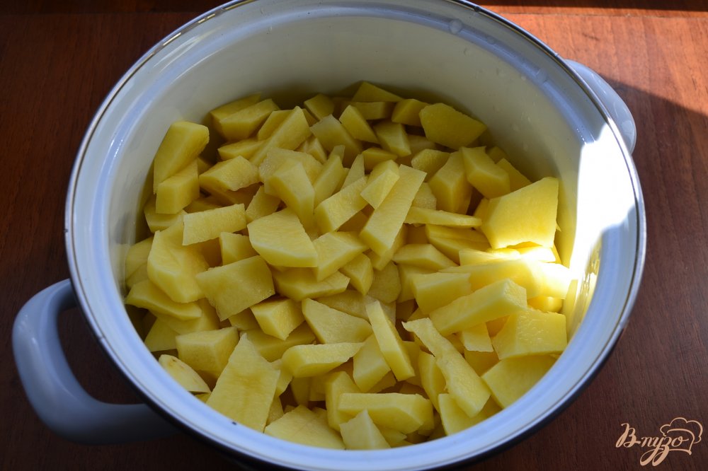 картофель тушоный с курицей в сковороде пошаговый рецепт