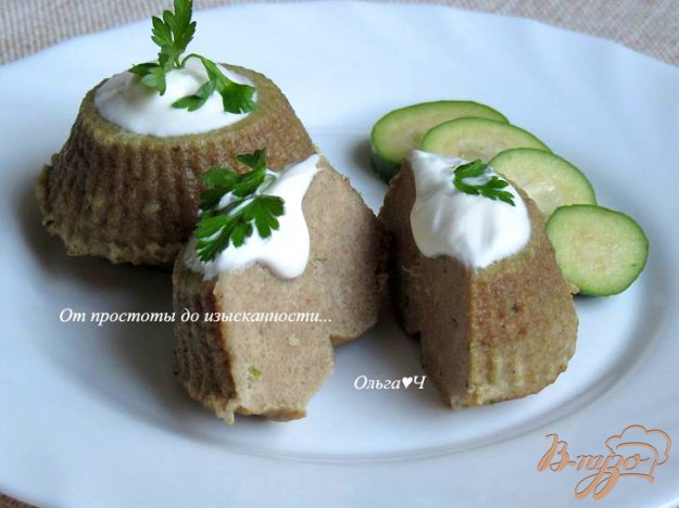 фото рецепта: Пудинг из печени курицы с петрушкой