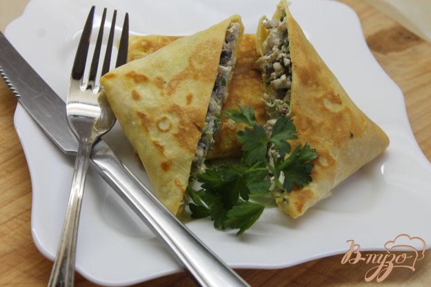 фото рецепта: Блинчики с куриными сердечками и курицей