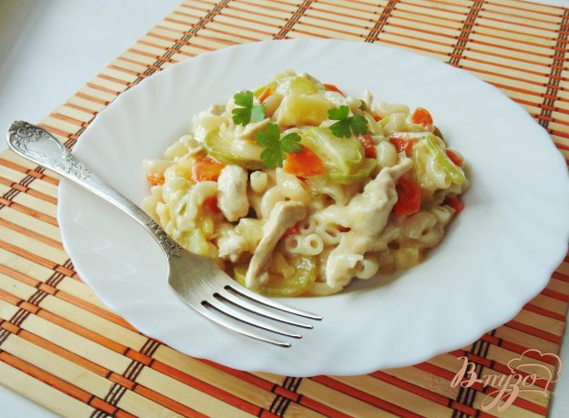 фото рецепта: Рагу из куриного филе с ананасами и овощами