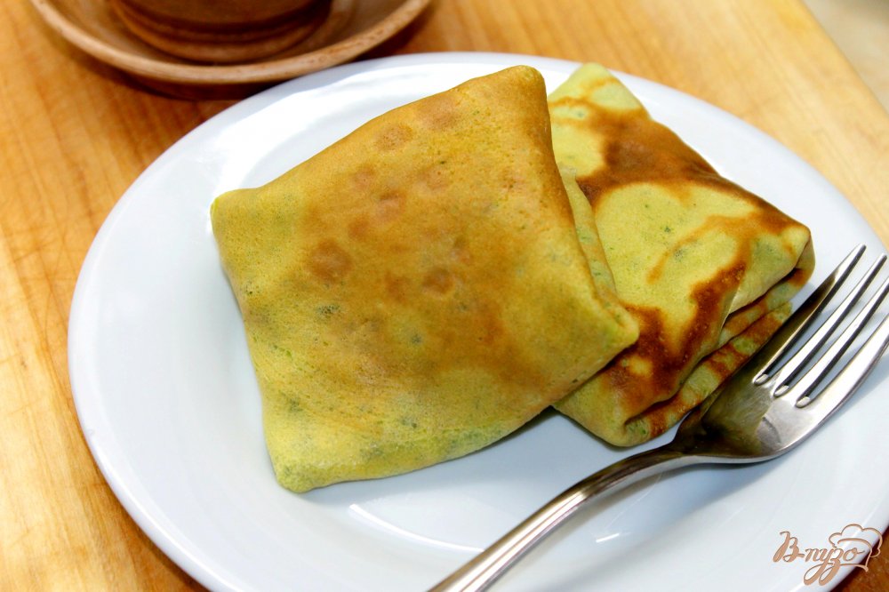 Фото приготовление рецепта: Шпинатные блинчики с курицей и грибами шаг №10