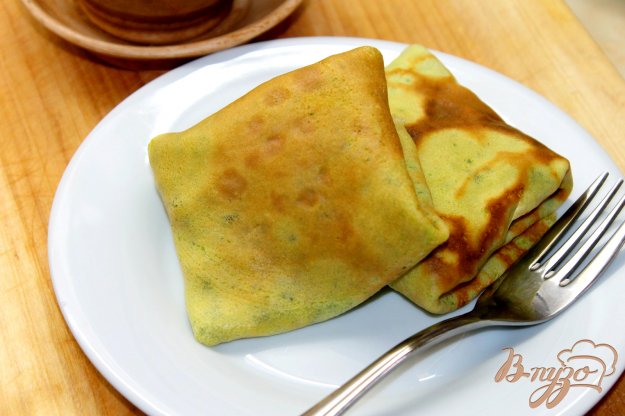 фото рецепта: Шпинатные блинчики с курицей и грибами