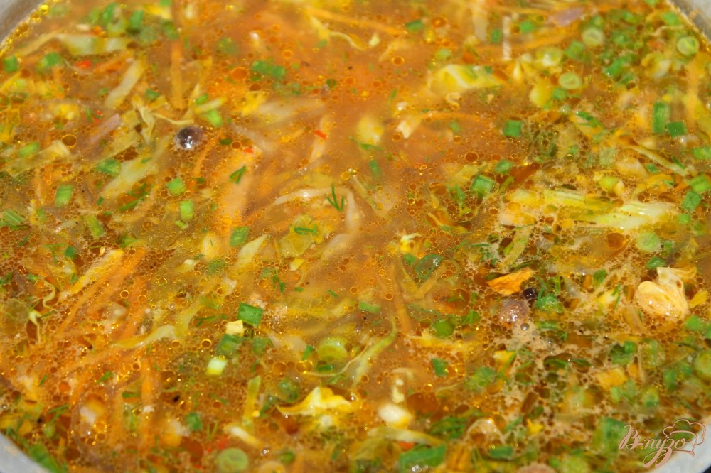 Фото приготовление рецепта: Борщ с курицей и куриными желудочками шаг №10