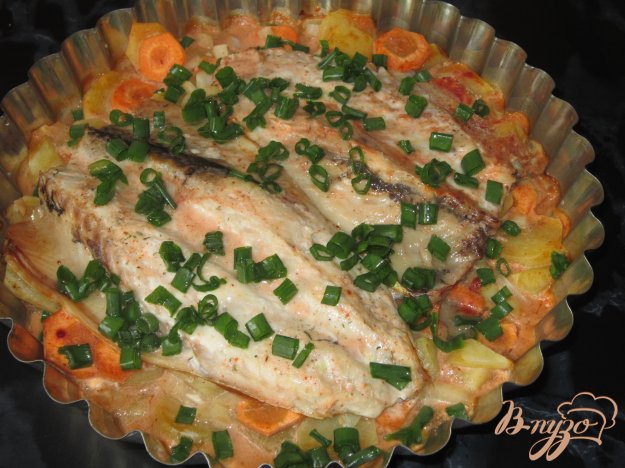фото рецепта: Скумбрия запеченная с овощами