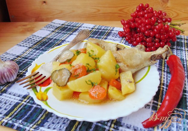 фото рецепта: Жаркое из курицы с маринованными огурцами