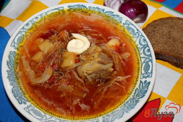 фото рецепта: Борщ с кусочками курицы