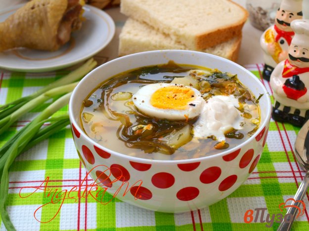 фото рецепта: Суп с морской капустой и зелёным горошком