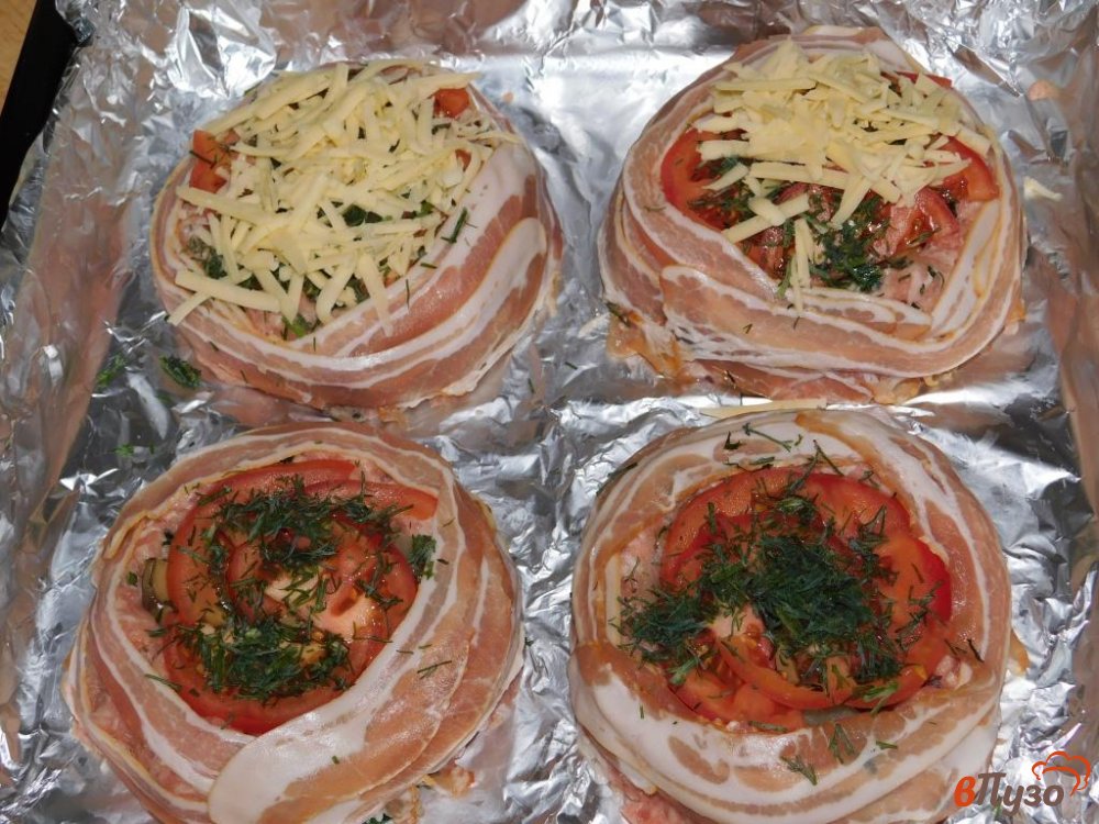Фото приготовление рецепта: Мясные гнезда с шампиньонами шаг №6