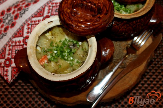 фото рецепта: Картофель с домашними колбасками в сметанном соусе