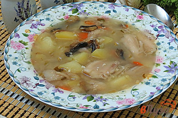 фото рецепта: Куриный суп с грибами и пшеном