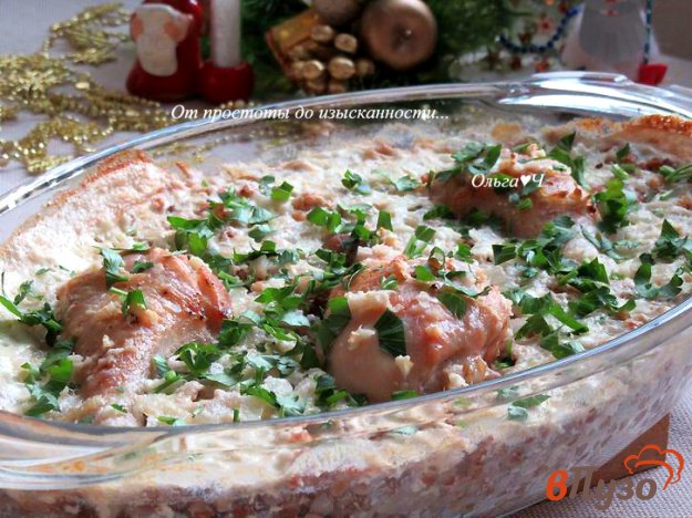 фото рецепта: Куриные голени, запеченные с гречкой