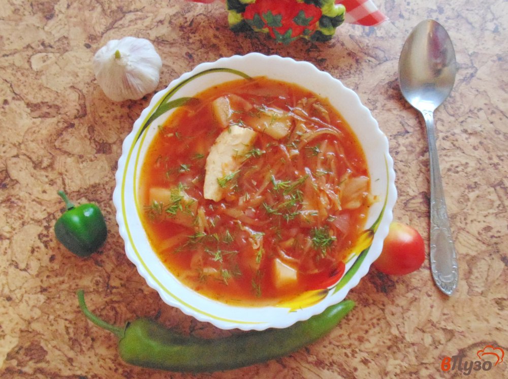 Фото приготовление рецепта: Борщ с копченой куриной грудкой шаг №10