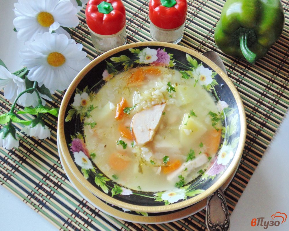 Фото приготовление рецепта: Рассольник с копченой куриной грудкой шаг №7