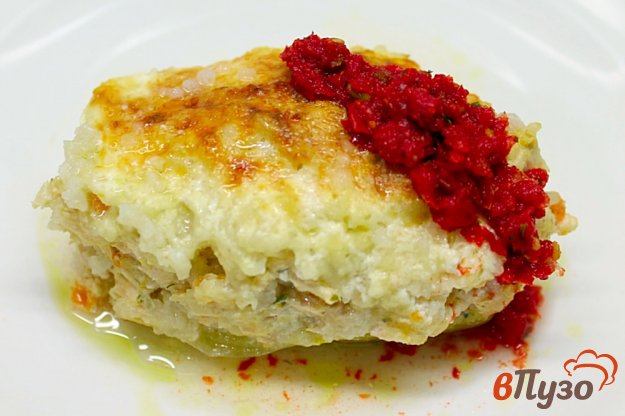 фото рецепта: Сладкий перец с индюшатиной и рисом в духовке
