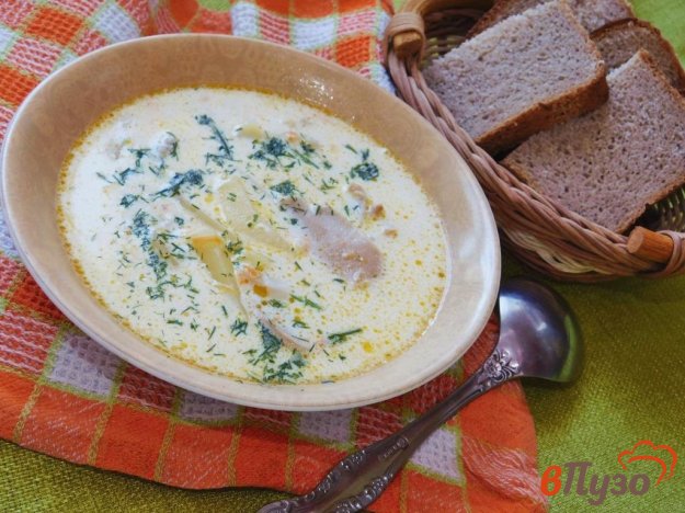 фото рецепта: Сливочный суп с курицей и грибами