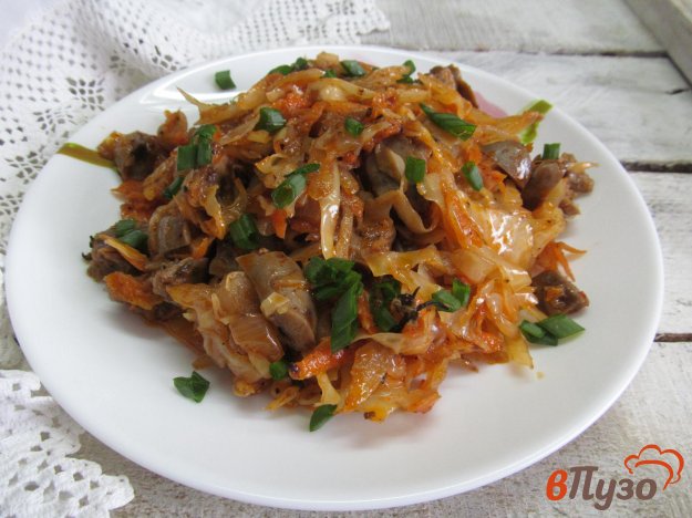 фото рецепта: Тушеная капуста с говяжьими почками