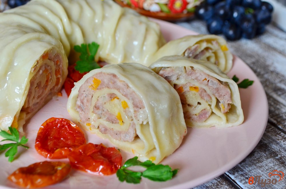 Фото приготовление рецепта: Ханума с тыквой и мясом шаг №8